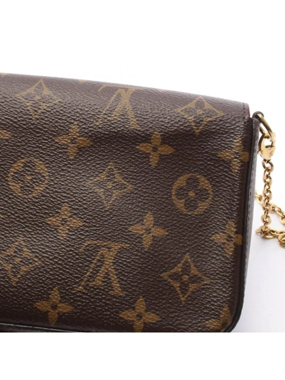 Louis Vuitton Shoulder Bag Pochette Felicie Monogram Fuchsia Canvas Leather